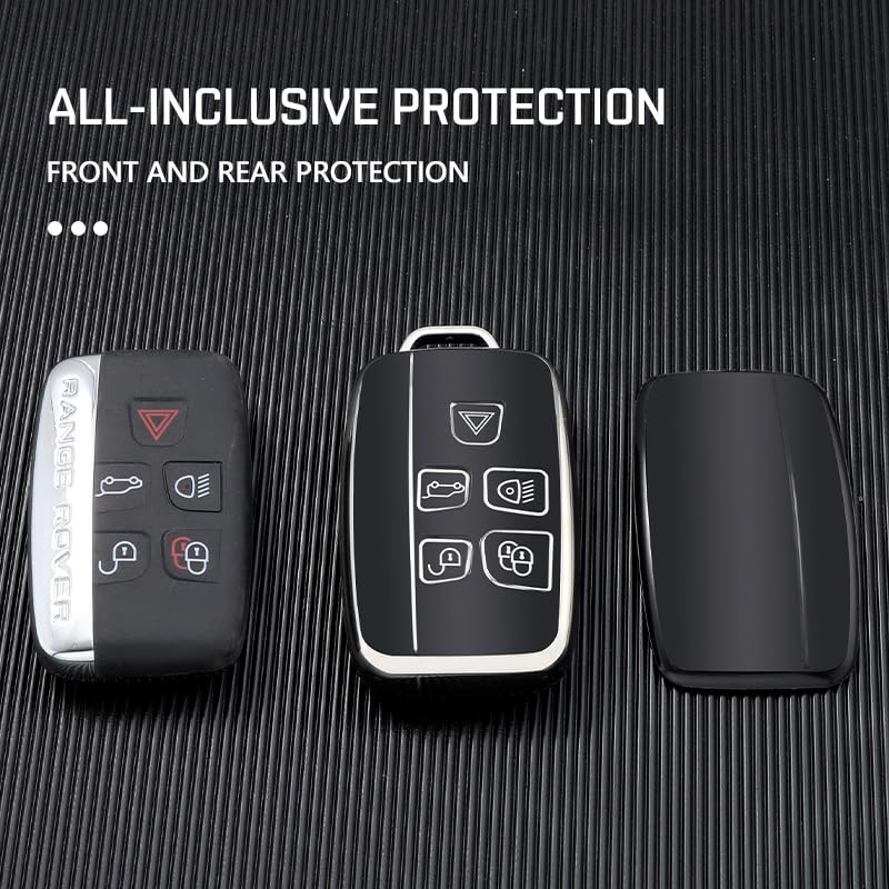 ontto Guscio Cover per Chiave Telecomando Auto Adatto per Land Rover Discovery Defender LR4 Range Rover Evoque Sport Jaguar XE XF XJ Coprichiave in TPU Custodia Protettivo Portachiavi 5 Tasti-Rosso