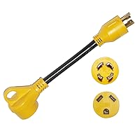 Vista 8 de 30M30F Cable adaptador eléctrico para cámper de 30 A, de macho de 4 clavijas a hembra de 30 A y 12 pulgadas