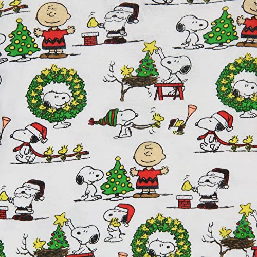 INTIMO Peanuts Boys' Girls' Unisex Christmas Santa Snoopy Charlie Brown Characters Sleep Pajama Set3