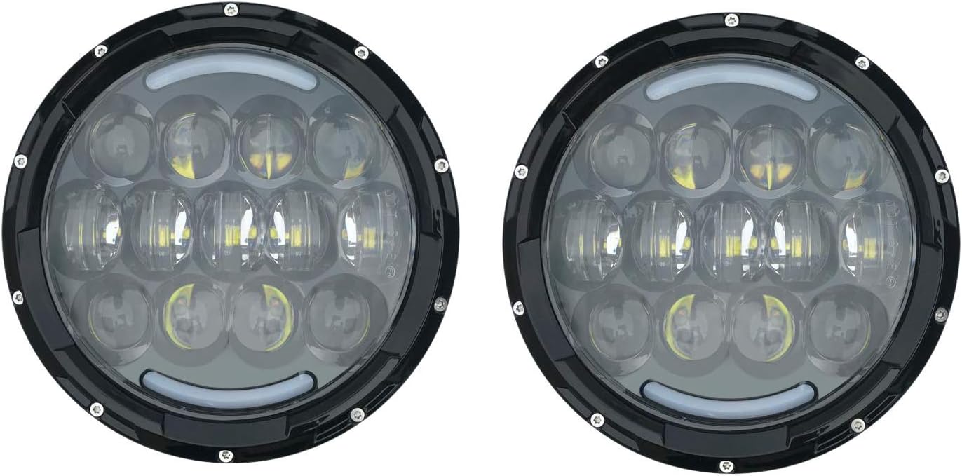 ANR 7" LED Black Headlight Set for Jeep Wrangler JK LJ CJ Includes High & Low Beam FITS ALL VEHICLES WITH 7" ROUND HEADLIGHTS