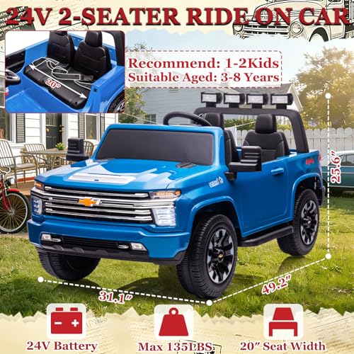 NEWQIDA Kids 24V 4X4 Ride On Truck Car with Remote Control 2 Seater Ride On Toys for Big Kids Electric Vehicles for Boys - Additional View