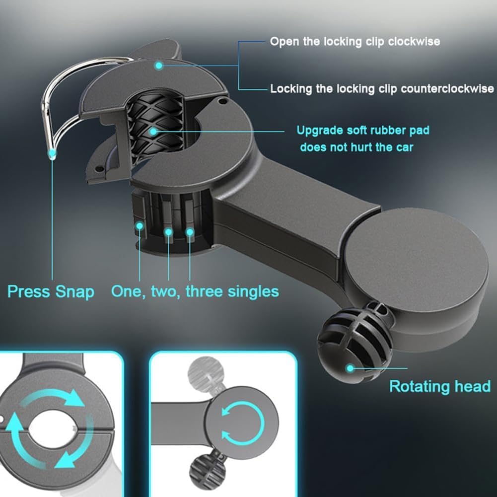 2-Head Car Fan, Portable Clip on Cooling Fan, Vehicle Backseat Fans, Clip on Stroller Fan, 3 Speed Adjustable Mini Fan, USB Portable Camping Fan, 360°Rotatable Personal Fan