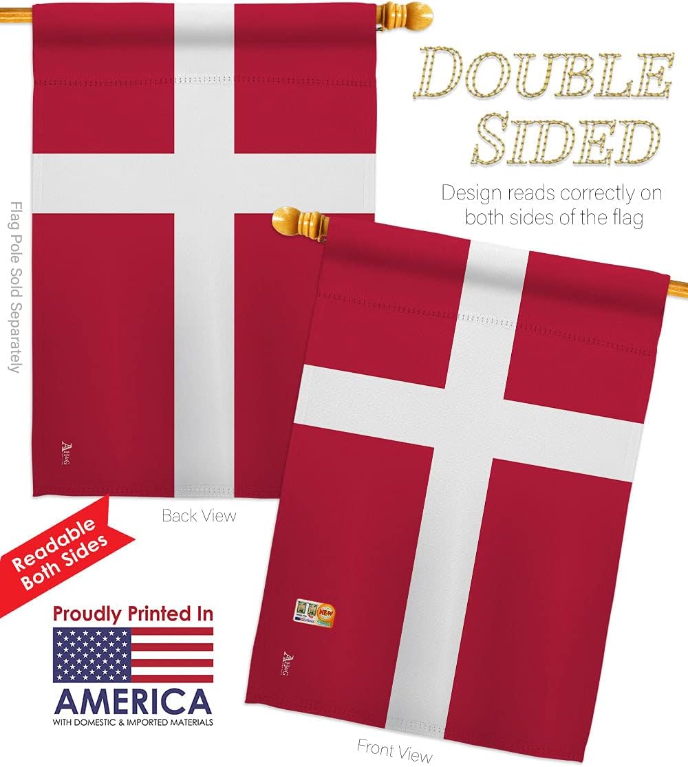 Denmark Garden House Flags Set Regional Nationality Nation International World Country Particular Area Small Decorative Gift Yard Banner Double-Sided Made In USA 28 X 40