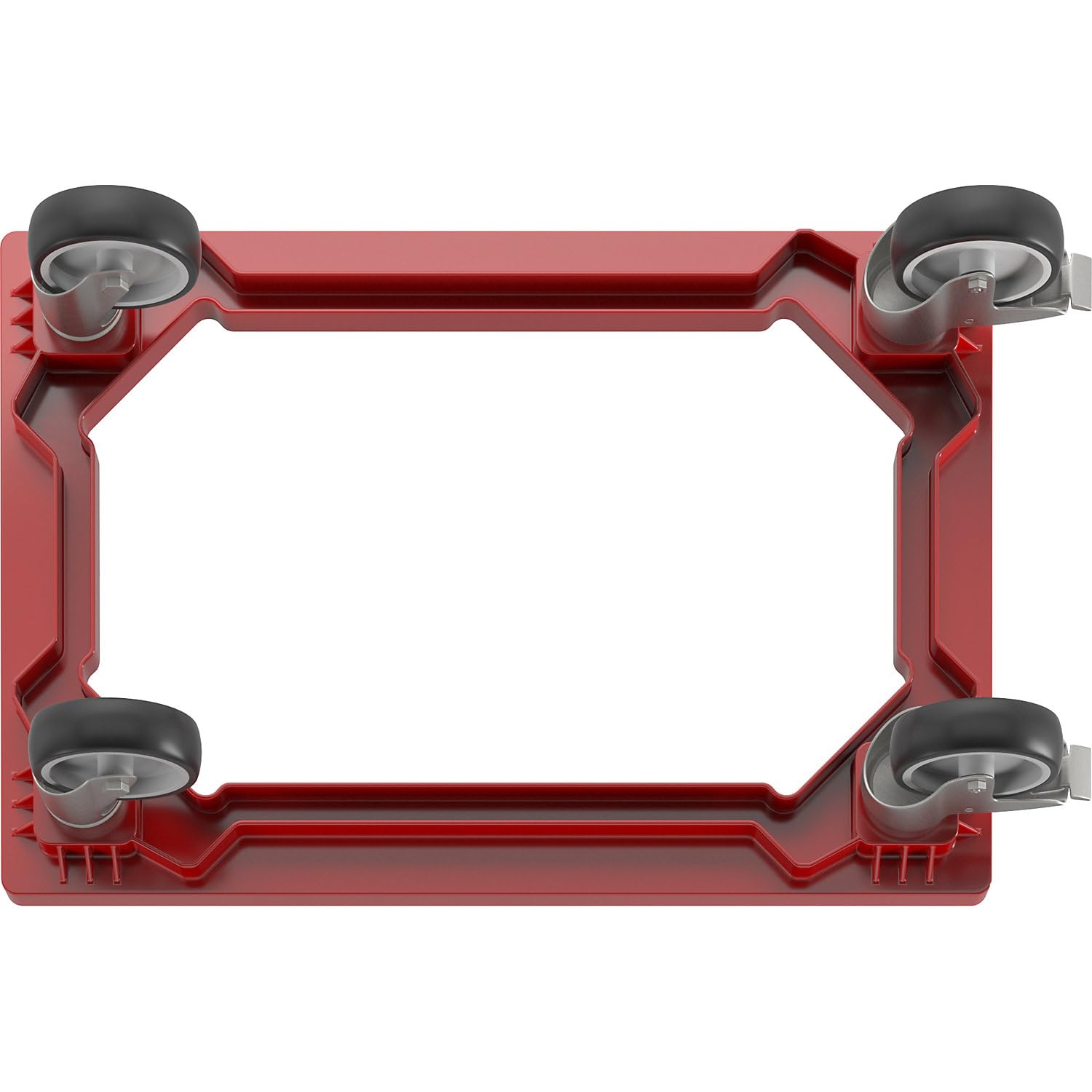 eurokraft | Plateau roulant professionnel | 600 x 400 mm | 4 roulettes pivotantes | dont 2 avec dispositif de blocage | rouge