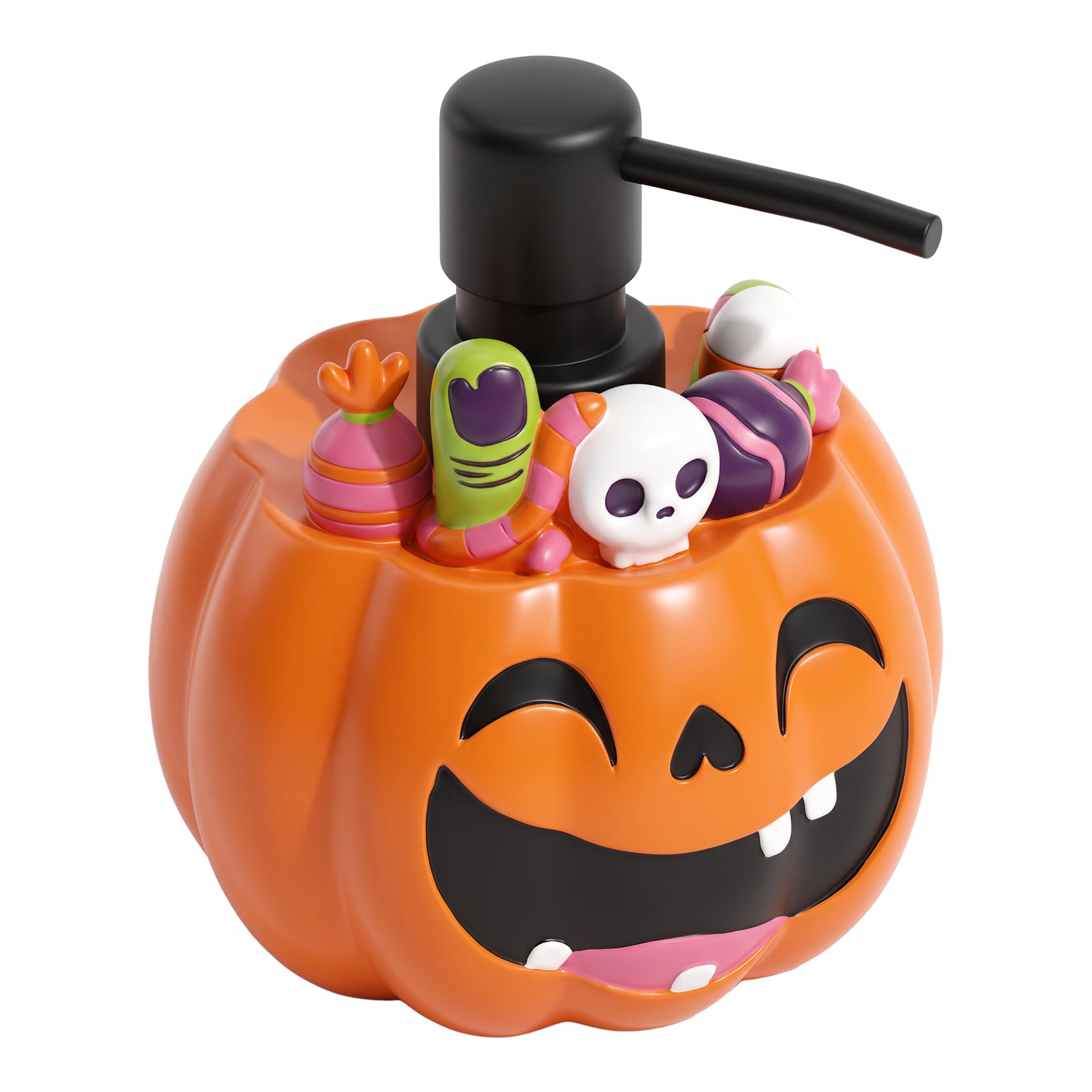 Blissilk 400ml Halloween Pumpkin Soap Dispenser with Smooth Pump Bottles, Resin Halloween Decorations, Durable Refillable Liquid Soap Dispenser for Kitchen Bathroom, Jack-O-Lantern