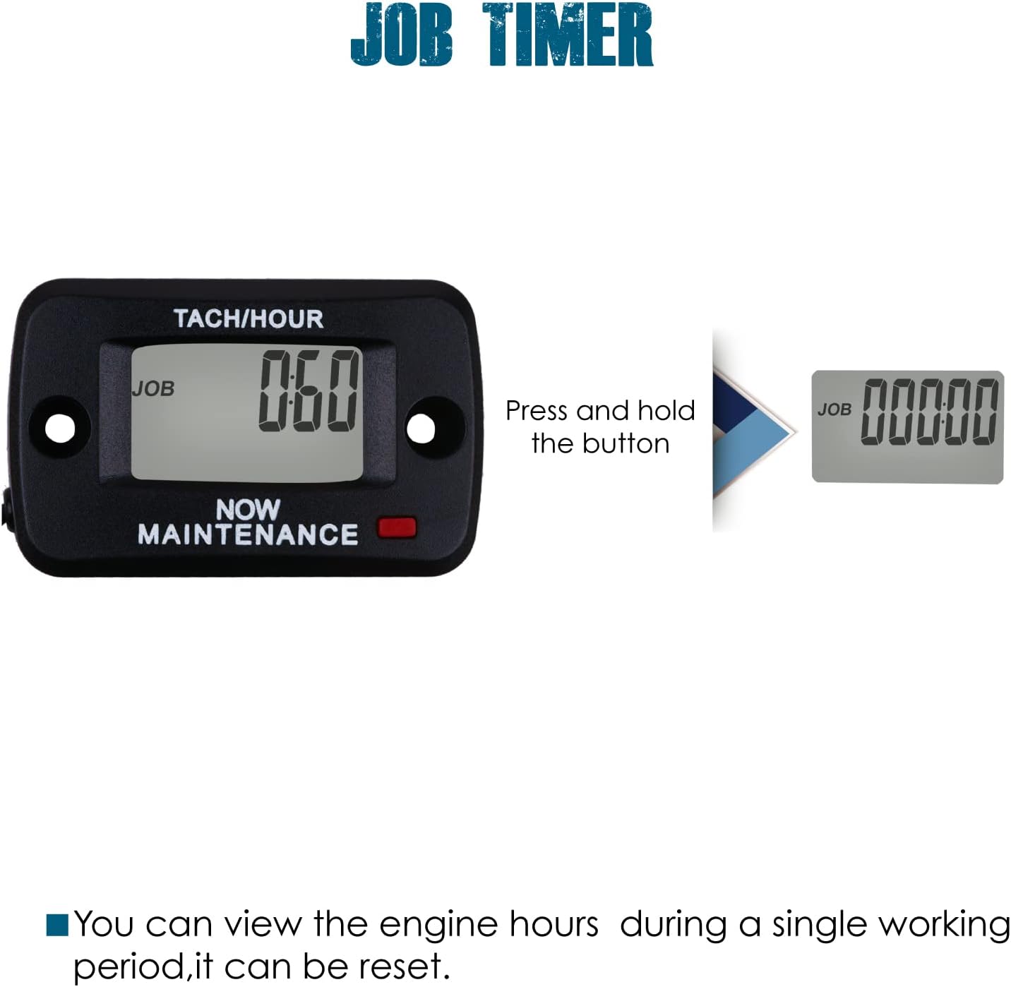 Runleader Self Powered Hours Tachometer Gauge,Maintenance Reminders for Garden Lawn Tractor Log Splitter Generator Compressor Marine Jetski Scooter Snowblower Paramotor.