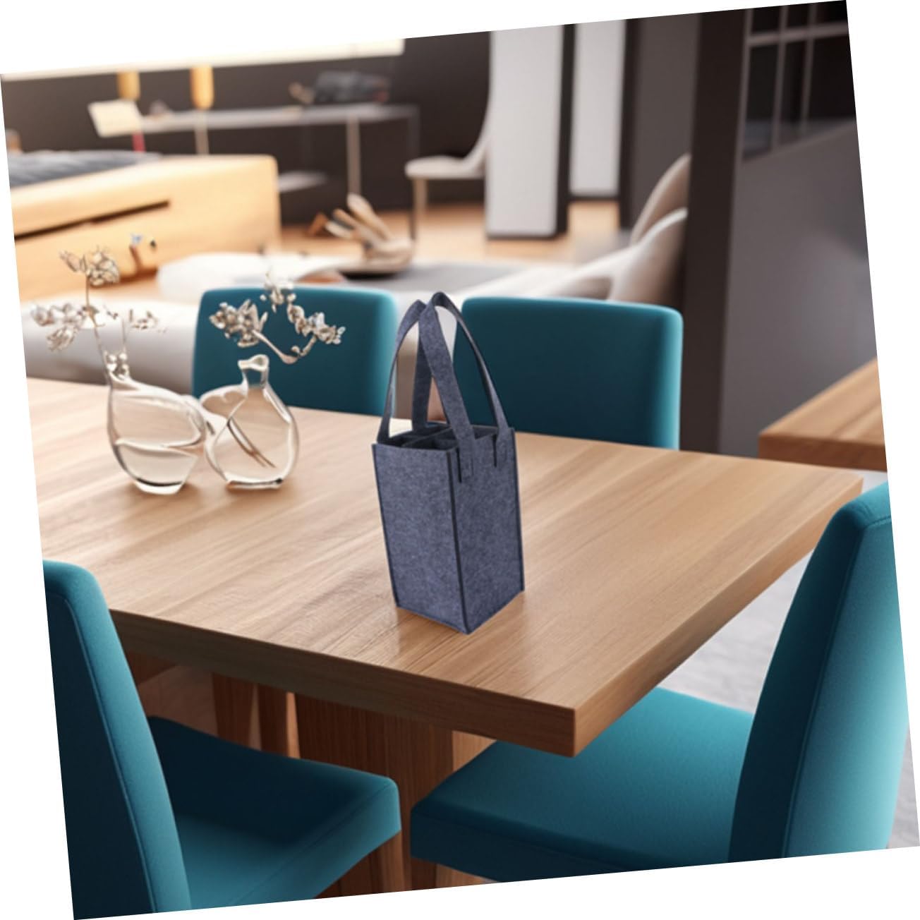 4 Piece Foldable Felt Wine Carrier Tote Bag for Travel