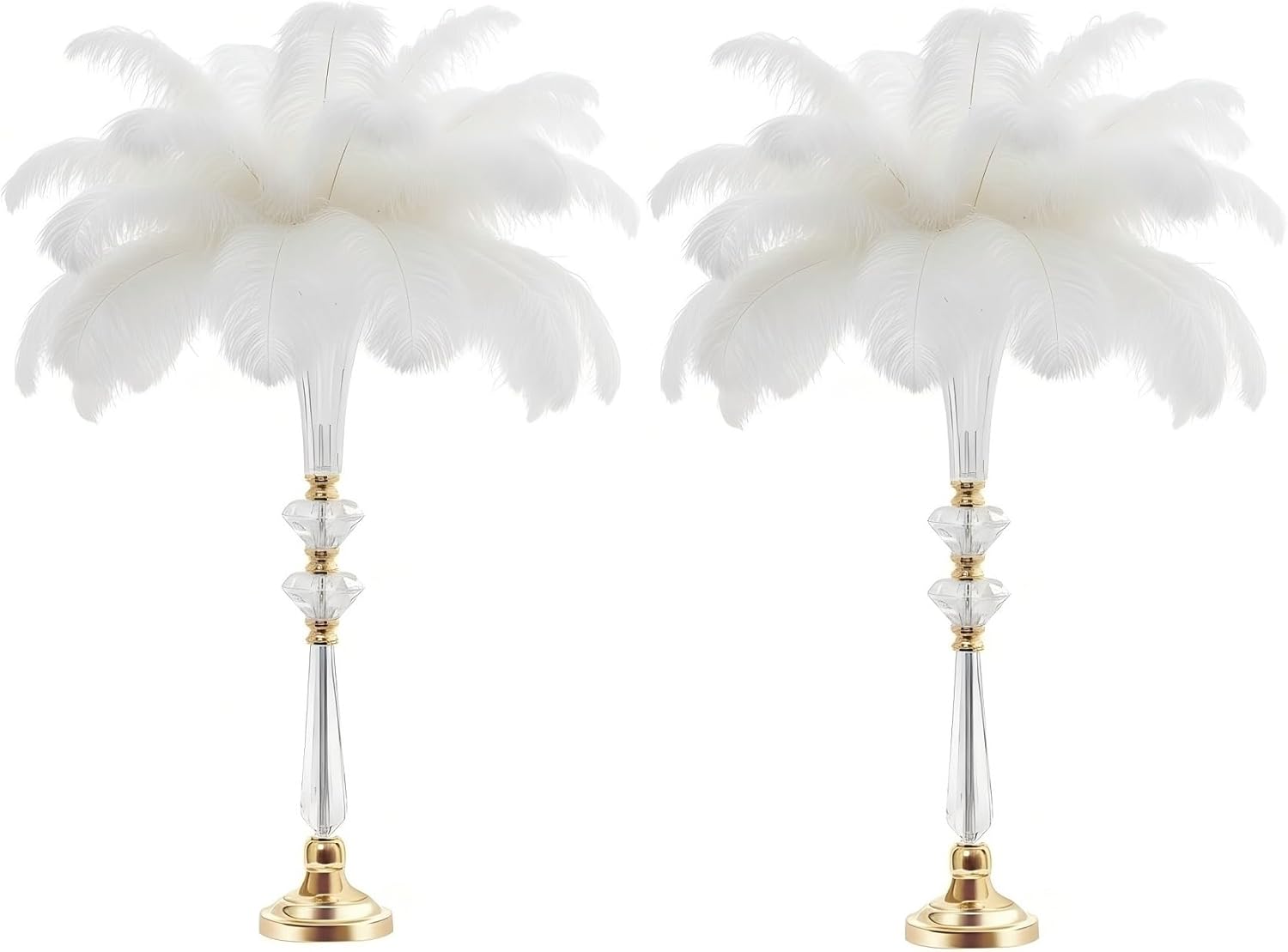 Tall Vases for Table Centerpieces, 26.6in Trumpet Vases for Centerpieces, Clear Crystal Acrylic Flower Stand for Wedding Reception Birthday Party Events Home Decor