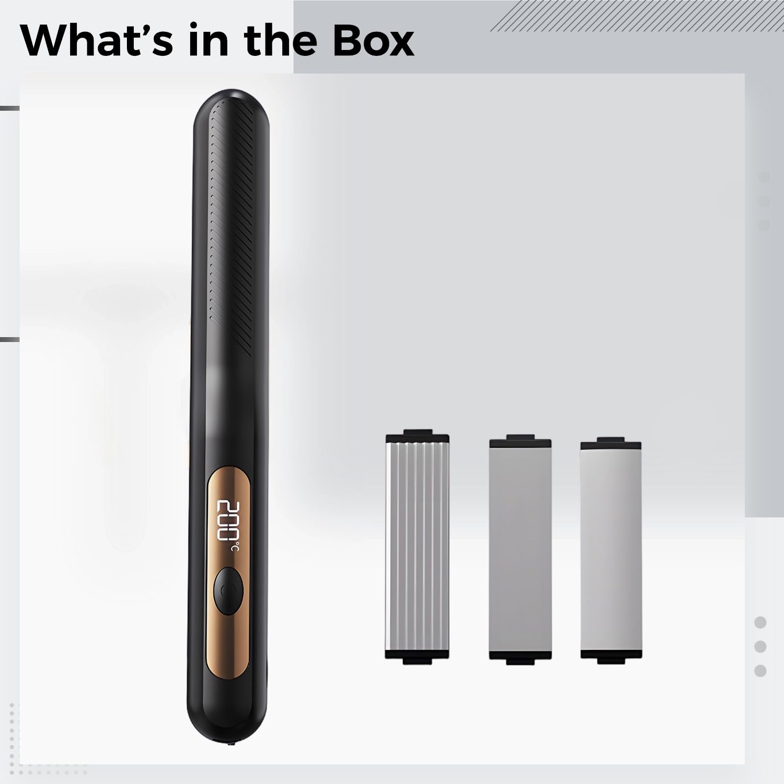 Haarglätteisen mit LCD-Display, kabellos wiederaufladbar, 3-in-1 Glätteisen mit abnehmbaren Platten, Mini-Reise-Haarstyler für Locken, Glätten und Volumen, für unterwegs und Reisen