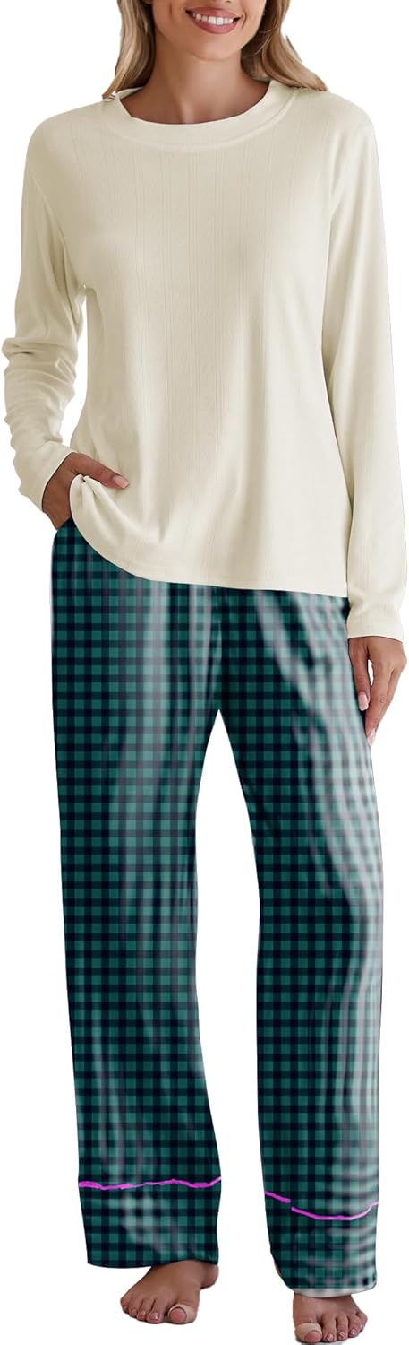 Famulily Fall Pj Sets for Women Long Sleeve Round Neck Nightshirt and ...