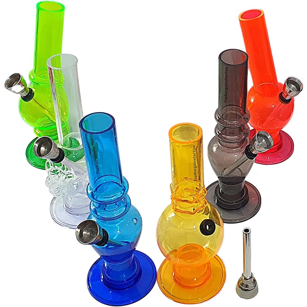 BML Copper Top Acrylic Mini Bongs Water Pipes in Rasta/Clear Styles Easy to Clean Detachable & Dismantleable Smoking Hookah Pipes Multi-Color (Nicotine Free)