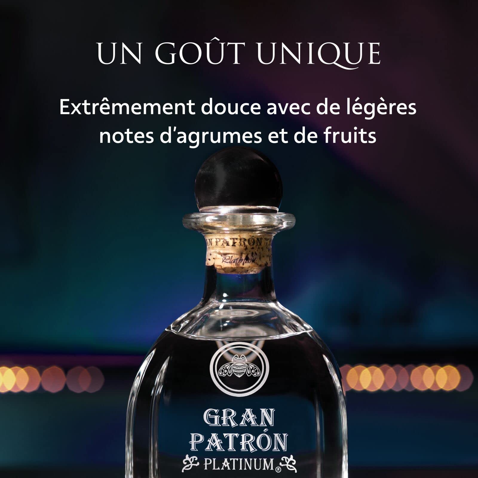 Tequila ultra premium Gran PATRÓN Platinum, 40 % d'alc., 70 cl / 700 ml, produite artisanalement et en petite quantité au Mexique avec les meilleurs agaves bleus Weber