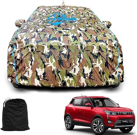 GARREGE® Xuv300 Car Body Cover Waterproof with Mirror and Antenna Pocket and Soft Cotton Lining (Full Bottom Elastic Tripl...