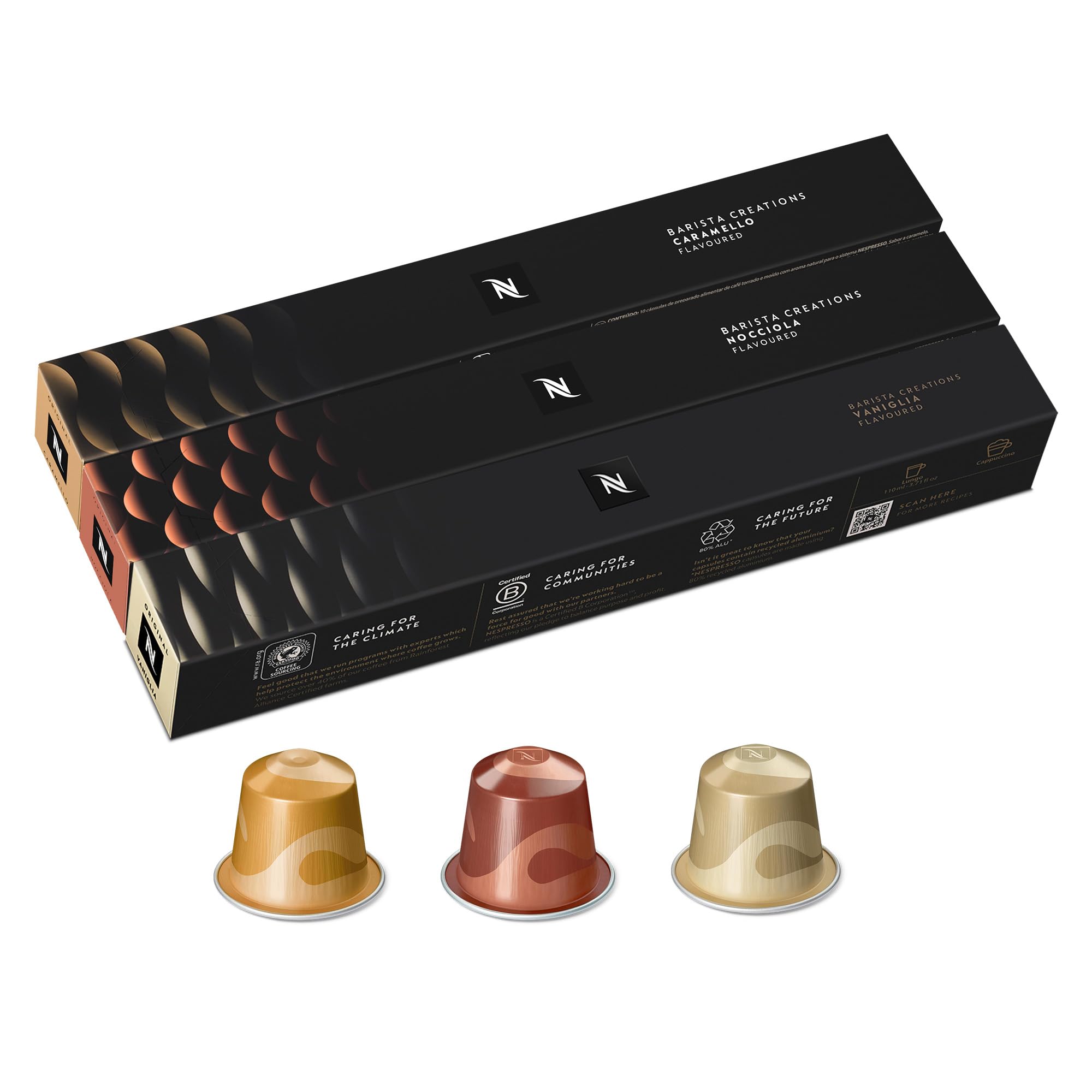 Nespresso Vertuo Coffee Pods Flavoured Variety Pack - 30 Capsules (3 sleeves) Includes 10 Caramel, 10 Vanilla, 10 Hazlenut Pods – for Mug & Gran Lungo — view 15