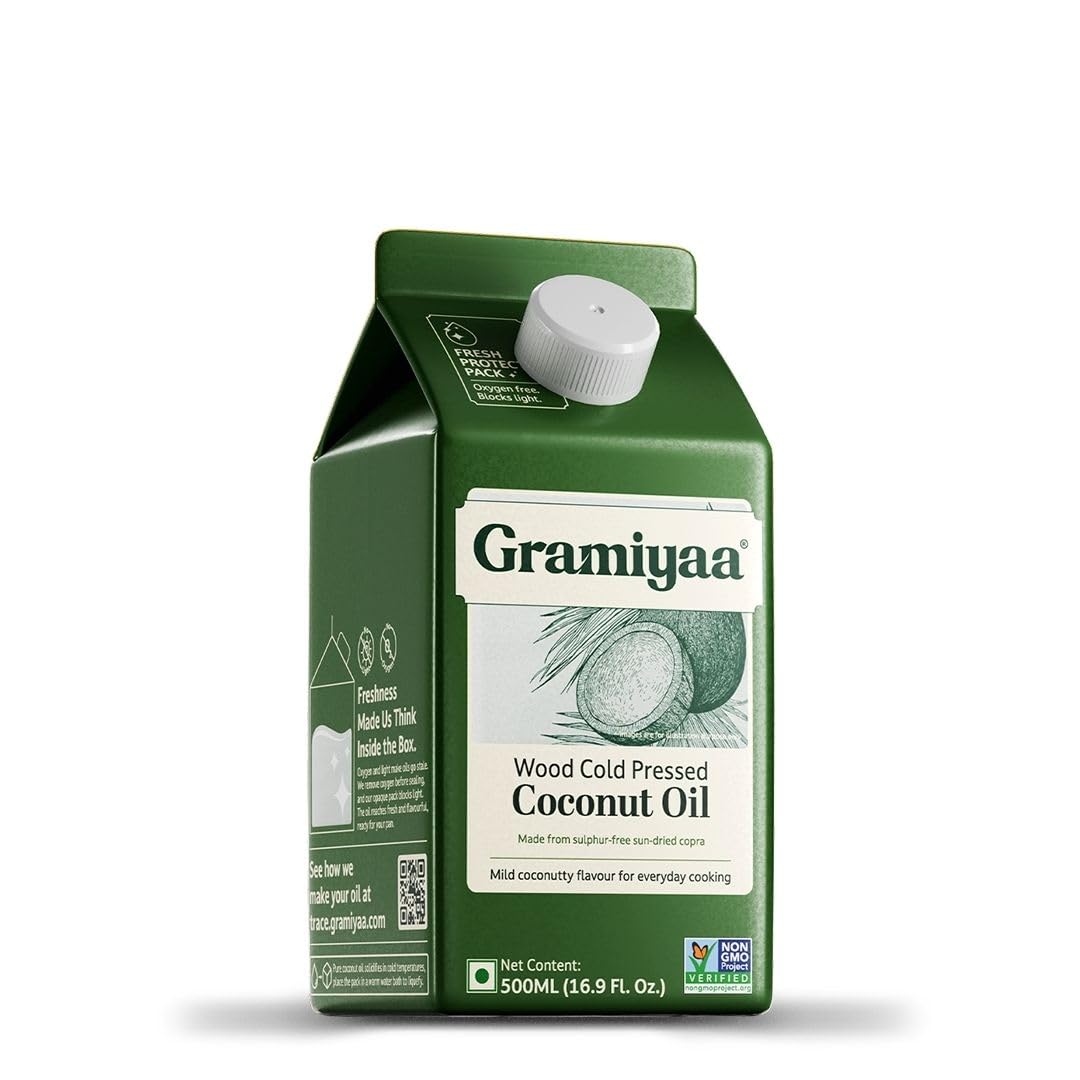 Gramiyaa Cold Pressed Coconut Oil 500 ML | Traditionally Extracted | Chemical-free, Zero Trans-fat Cooking oil | Unrefined oil | Kachi Ghani Coconut oil for Cooking-picture-17