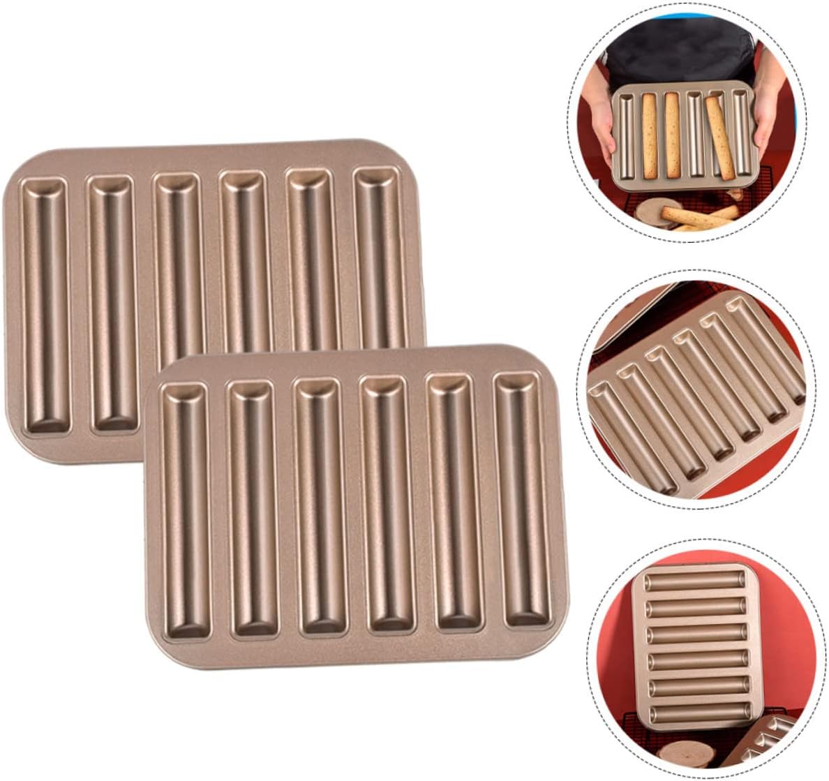 Ciieeo 2pcs Diy Baking Molds Cake Mold Non-stick Surface Finger Biscuit for Fondant Mould