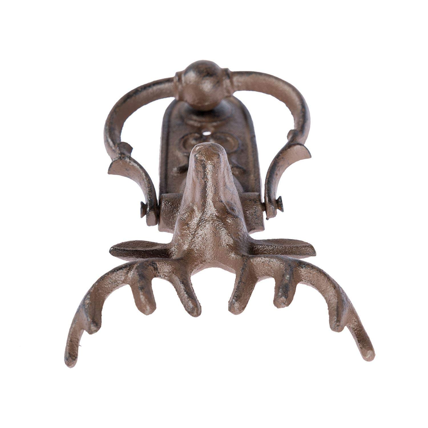 HOMESCAPES Heurtoir de porte décoratif en fonte marron - Tête de cerf