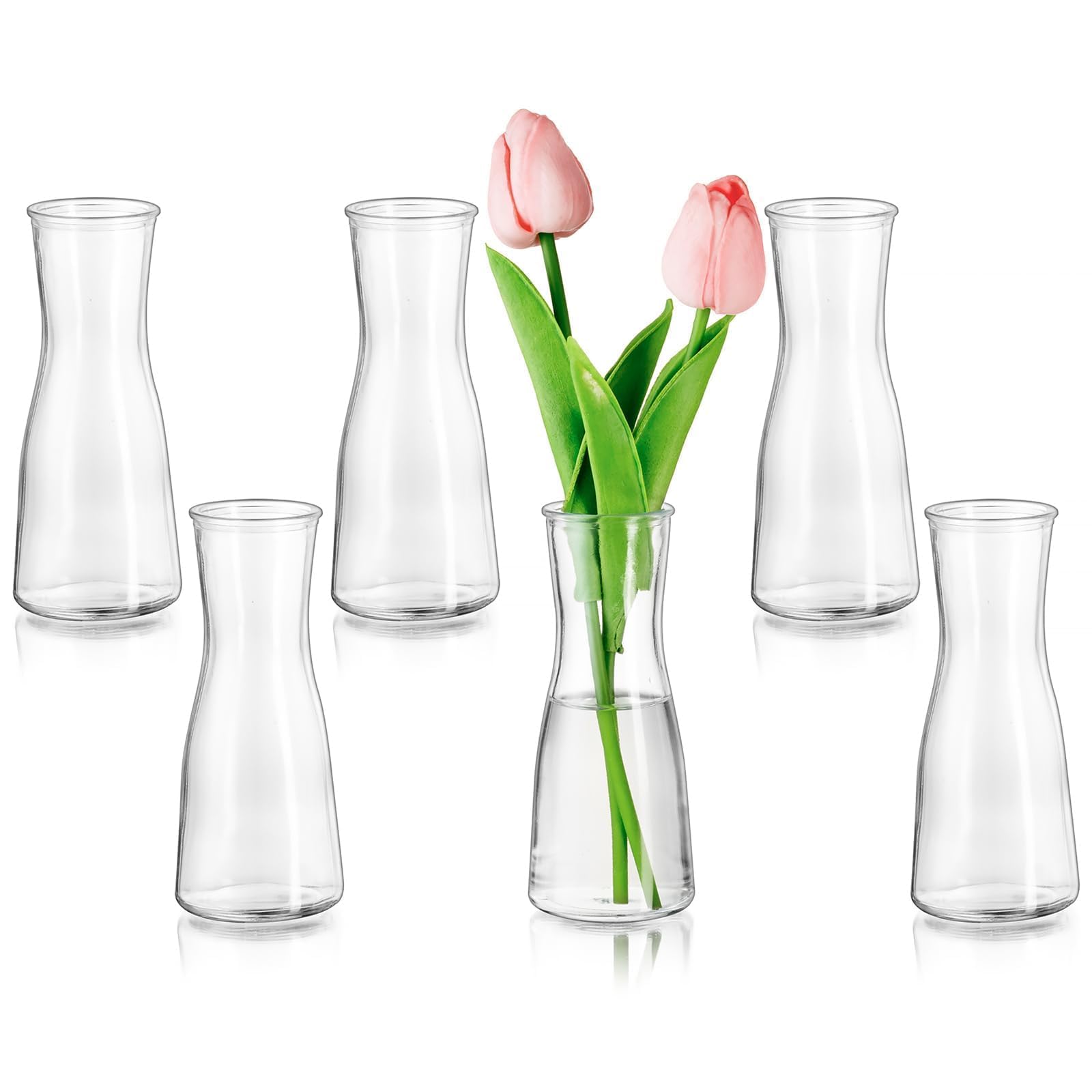 Set Di 6 Vasi In Vetro Glasseam Per Fiori - Design Minimalista, Per Centrotavola E Decorazioni