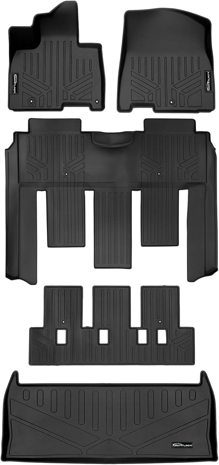 SMARTLINER Custom Fit Black 3 Row & Cargo Liner Behind the 3rd Row Floor Liner S
