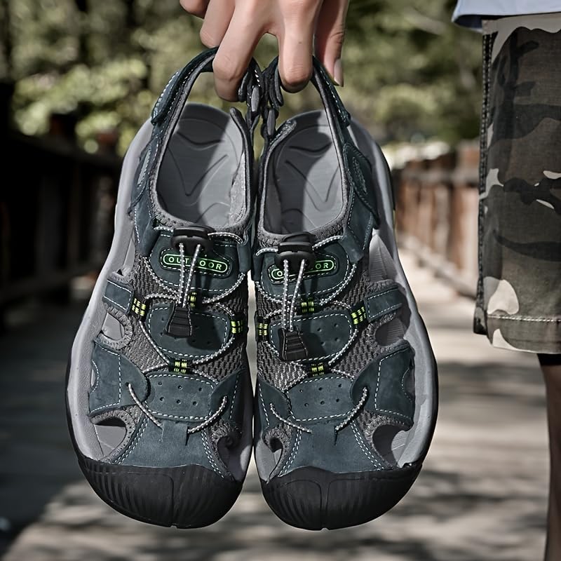 Men's sandals - Lightweight, breathable and comfortable round-toe design, with rubber soles, suitable for beach and outdoor casual wear.2