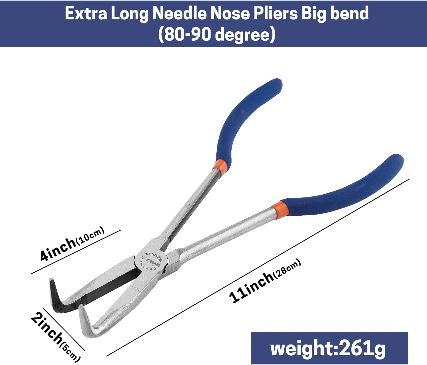 Long Reach Pliers - 11 Inches 90 Degree Angle Long Needle Nose Pliers - for Narrow Spaces and Limited Areas