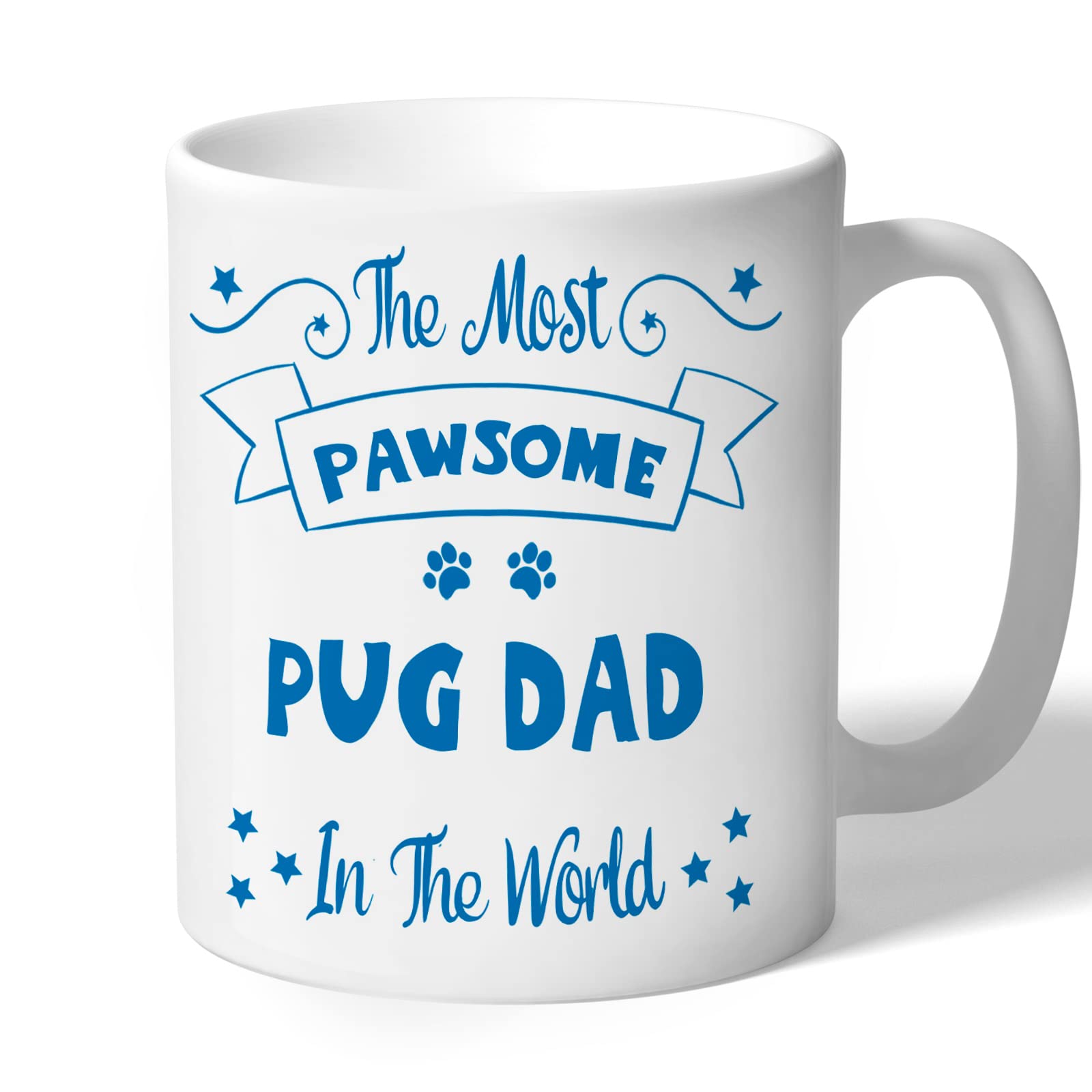 Dog Lovers Collection Pug Dad Mug - Pawsome - Pug Gifts (Blue Print)