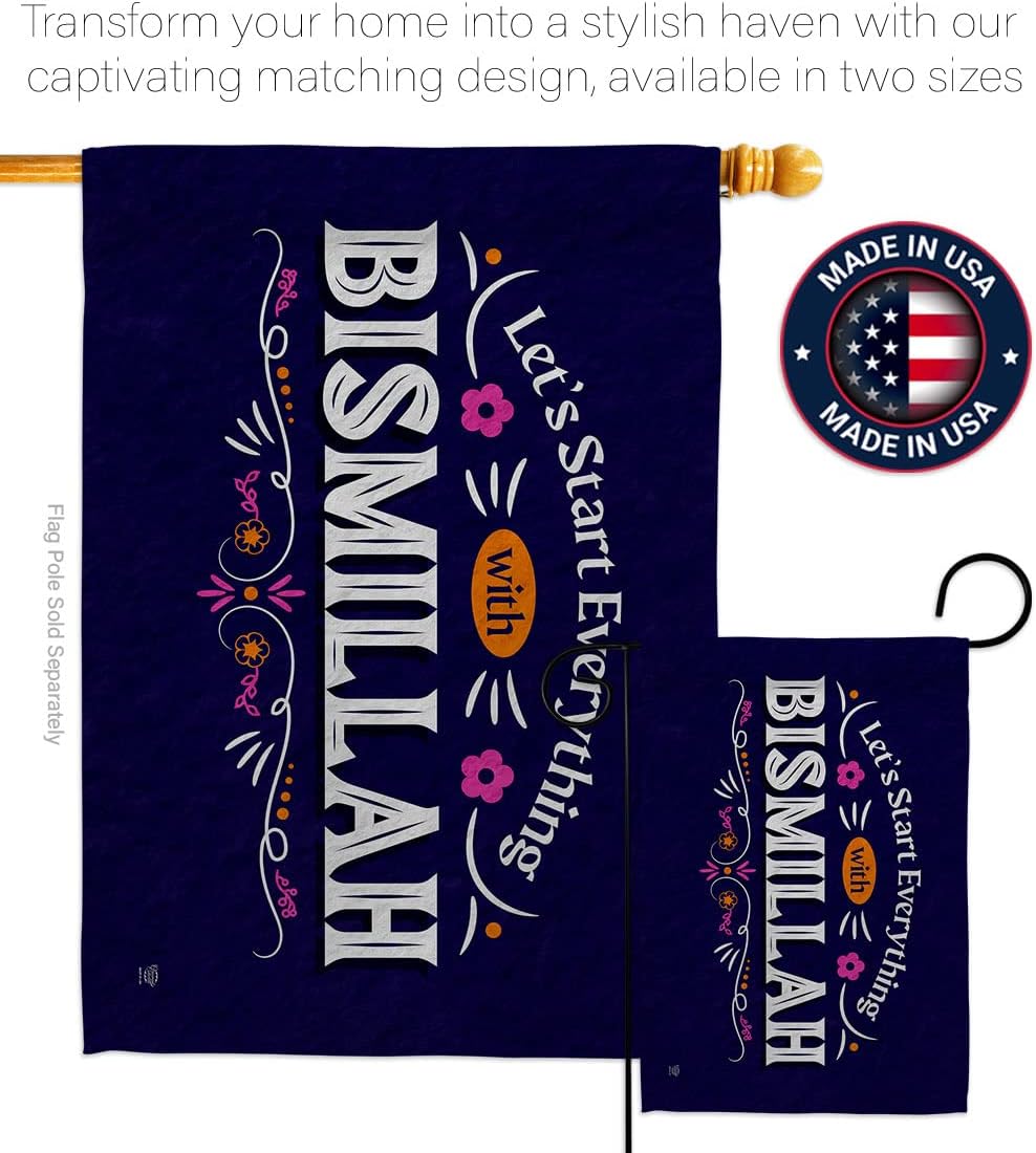 Bismillah Wall Art Home Decor Banner Room Flag Pole Patio Lawn Garden Outdoor Decorations Indoor Tapestry Yard Signs Religious Faith Hope Grace Peace Dove Christian Religion Easter Made in SUA