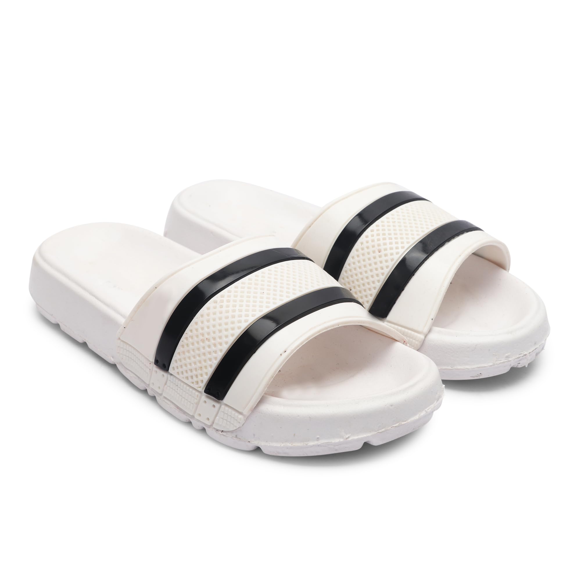 AARJU Lightweight White Slides With Strips for Kids | Flip-Flops For Kids | Causal Wear Slippers Kids (White) (B0CFFK9QRV) Amazon Price History, Amazon Price Tracker
