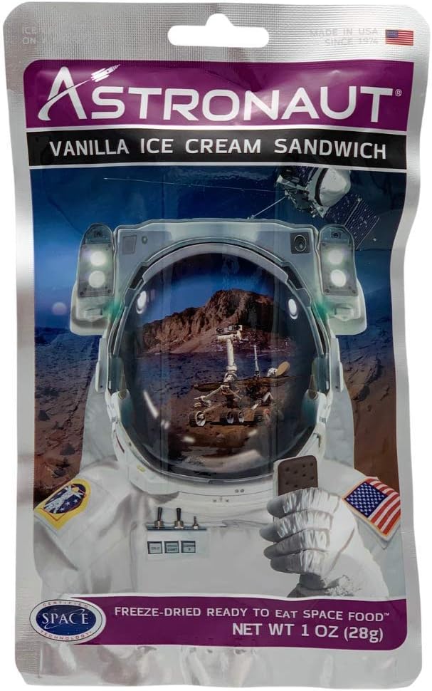 Foods Freeze-Dried Ice Cream Sandwich, NASA Space Dessert, Vanilla, Bulk 50Count