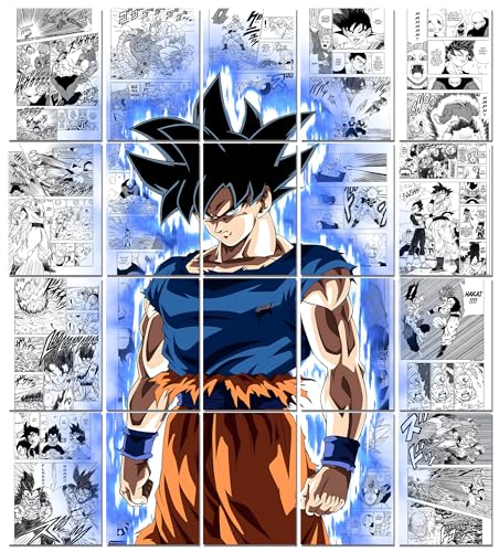 Image of Moment Prints Goku Manga Collage Poster Set - Set of 20, 210 mm x 297 mm, 300 GSM Paper, Son Goku Posters, Goku Posters (Goku Manga 2) - Glue Dots Included, Cardstock