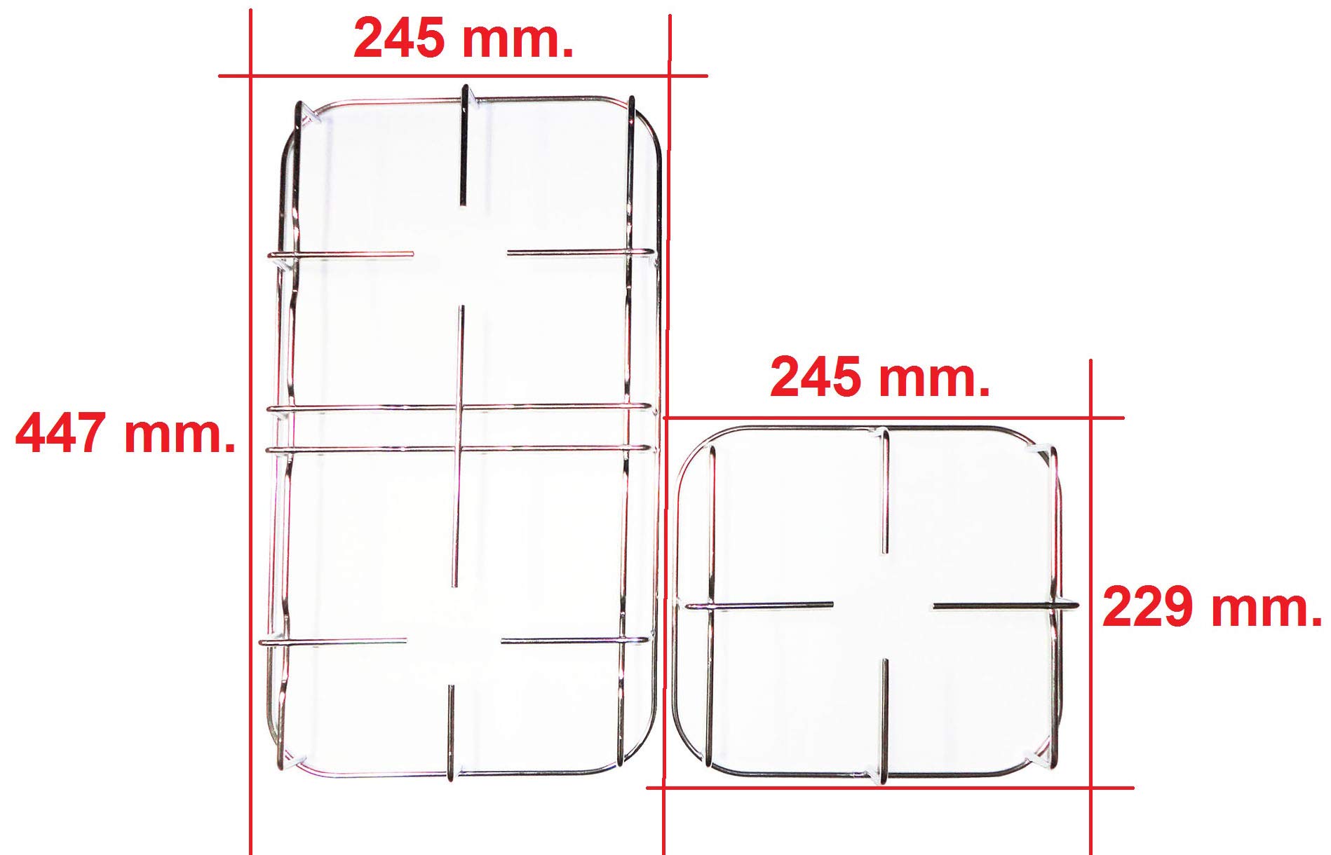 Jollynox Kit 2 griglie in filo cromato 447 x 245 mm. 229 x 245 mm. per cucina piano cottura 3 fuochi a gas con piastra elettrica - F2804/KIT