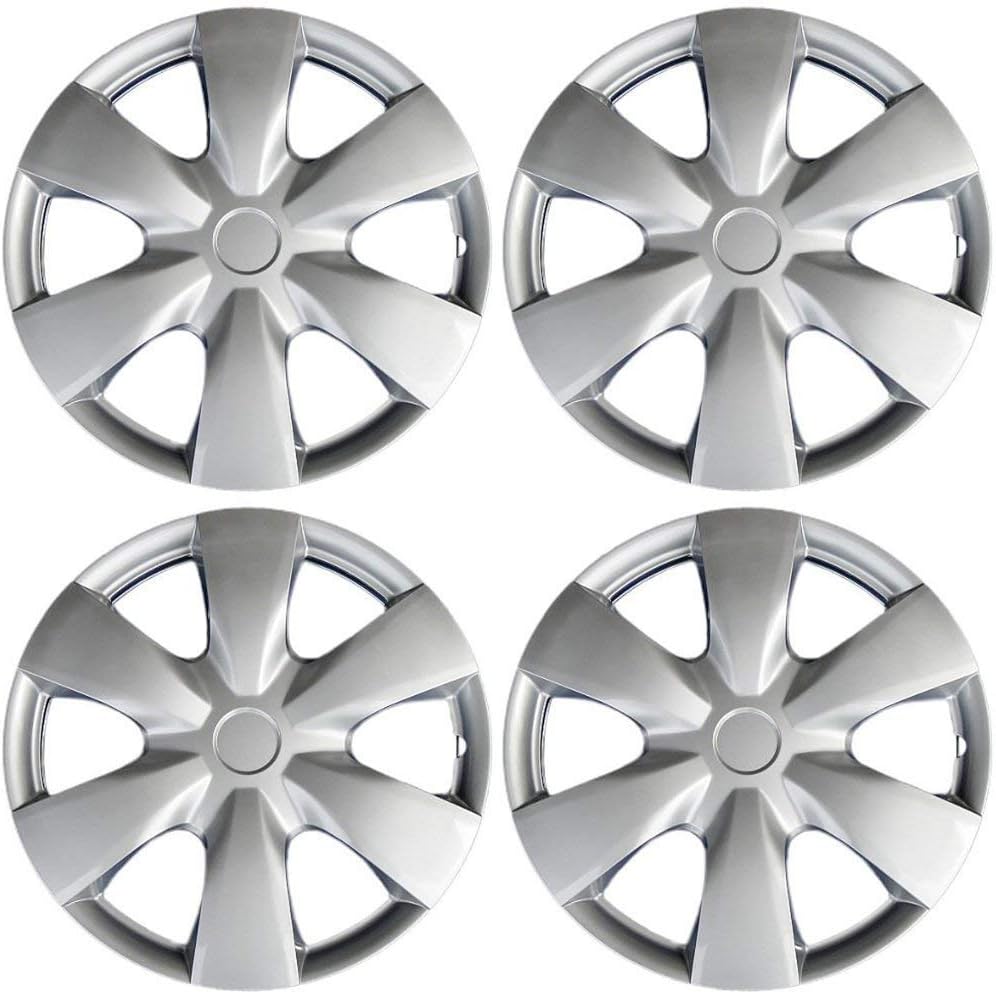 15 inch Hubcaps Best for 2009-2012 Toyota Yaris- (Set of 4) Wheel Covers 15in Hub Caps Silver Rim Cover - Car Accessories for 15 inch Wheels - Snap On Hubcap, Auto Tire Replacement Exterior Cap