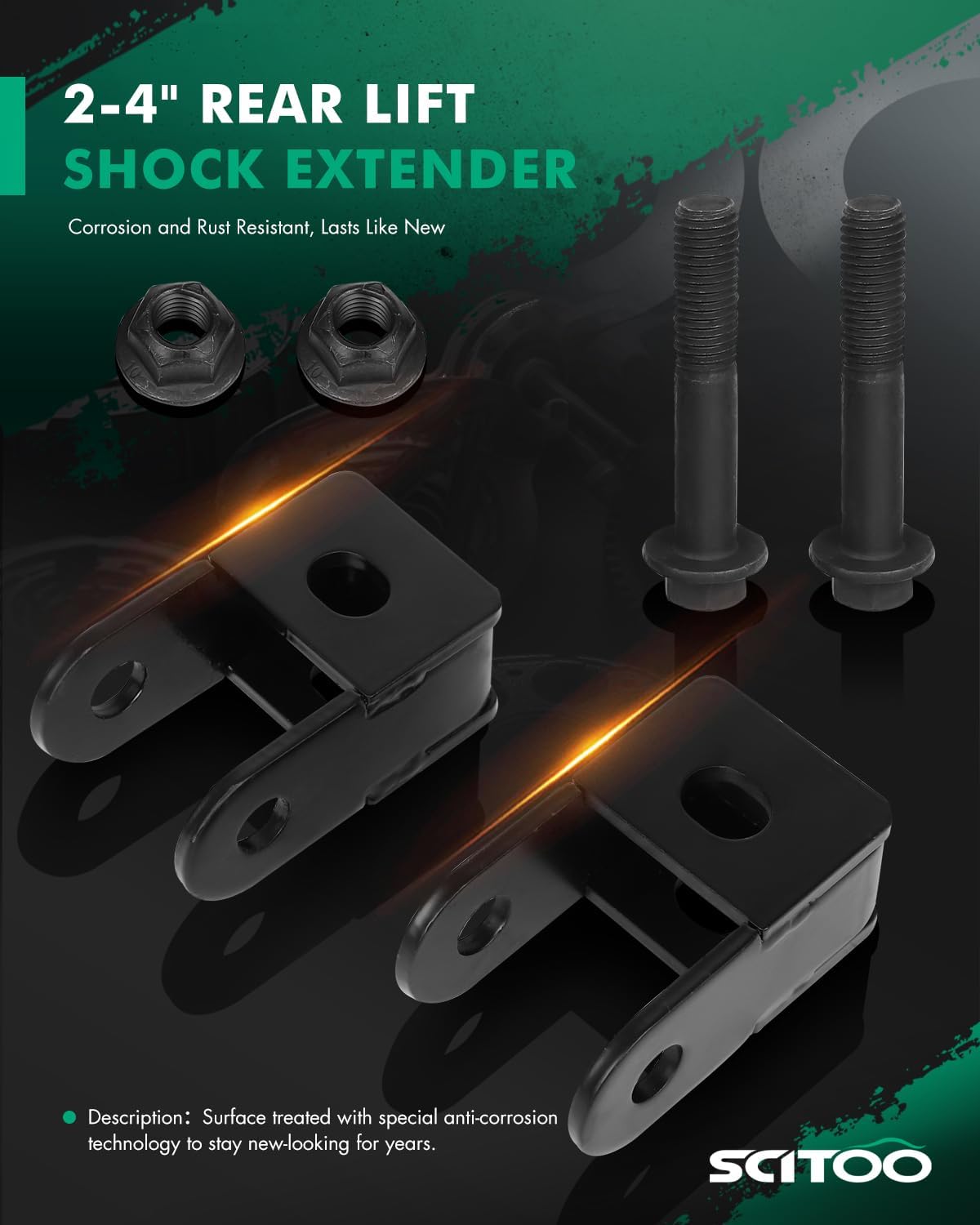 SCITOO Rear Shock Extensions 2-4" Rear Lift Shock Extender Compatible With 1999 2000 2001 2002 2003 2004 2005 2006 for GMC Chevy Silverado 1500 4WD Lug 6-Lug 2Wd 4Wd