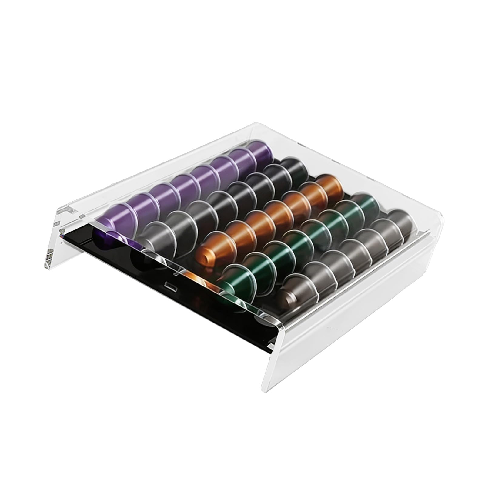 Elnwnnkc Large Capacity Clear ABS Coffee Pods Storage Rack with 40 Slot Compact Space Saving for Pods Lovers Space Saving Coffee Medication Stand
