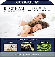 Vista 12 de Beckham Hotel Collection Protector de colchón: mezcla de algodón de grado hotelero, protección impermeable silenciosa que preserva la sensación