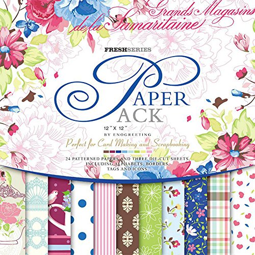 Flic-Flac WJCR-SGZ-ENO12-PS015 27 Sheets 12-Inch By 12-Inch Craft Paper Pad Cardstock Pad Photo Background Decorative Paper Card Floral Design 015 cover