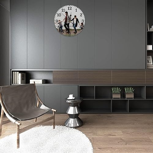 Miniatura 4 de Reloj de madera redondo personalizado para colgar con foto, imagen, texto, logotipo, regalo para familiares, amigos, granja, arte de pared, rústico,