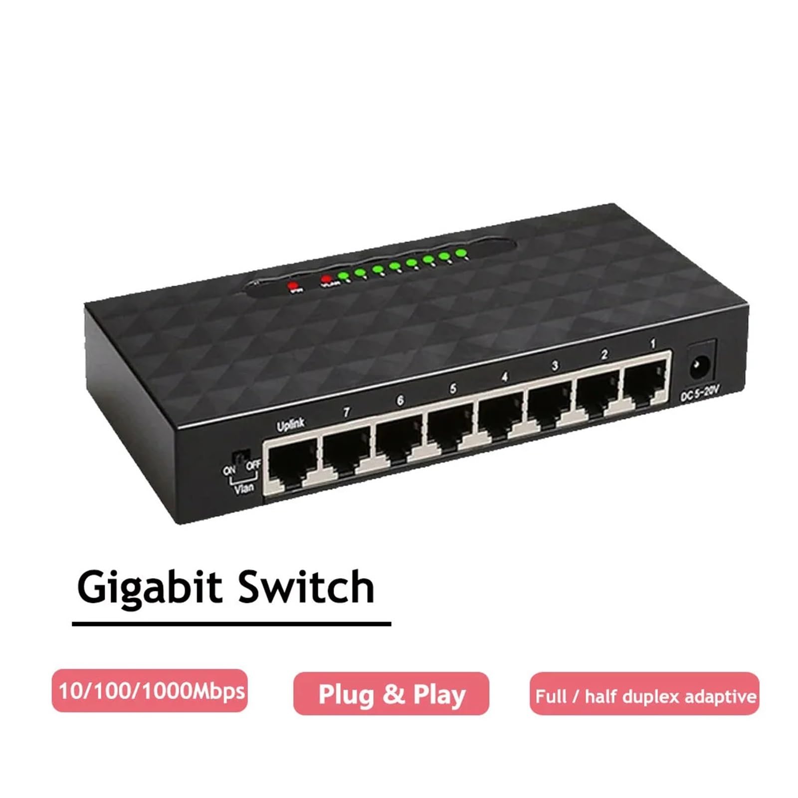 Gigabit-Switch 8 5 portów 1000 Mbps Ethernet przełącznik sieciowy RJ45 Hub (8 portów 1000 Mbps)