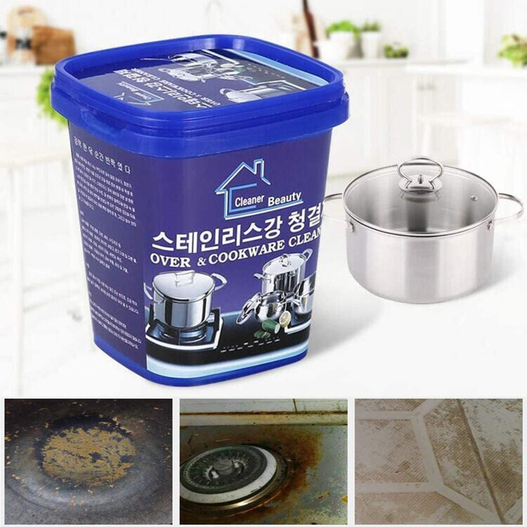 SKYZONE EXPORT Cookware Cleaner Stainless Steel Cleaning Paste Remove Stains from Pots Pans Utensils Cleaner Multi-Purpose Cleaner Dirt Remove Household Cleaning Strong Detergent Cream Powder 450gm 4