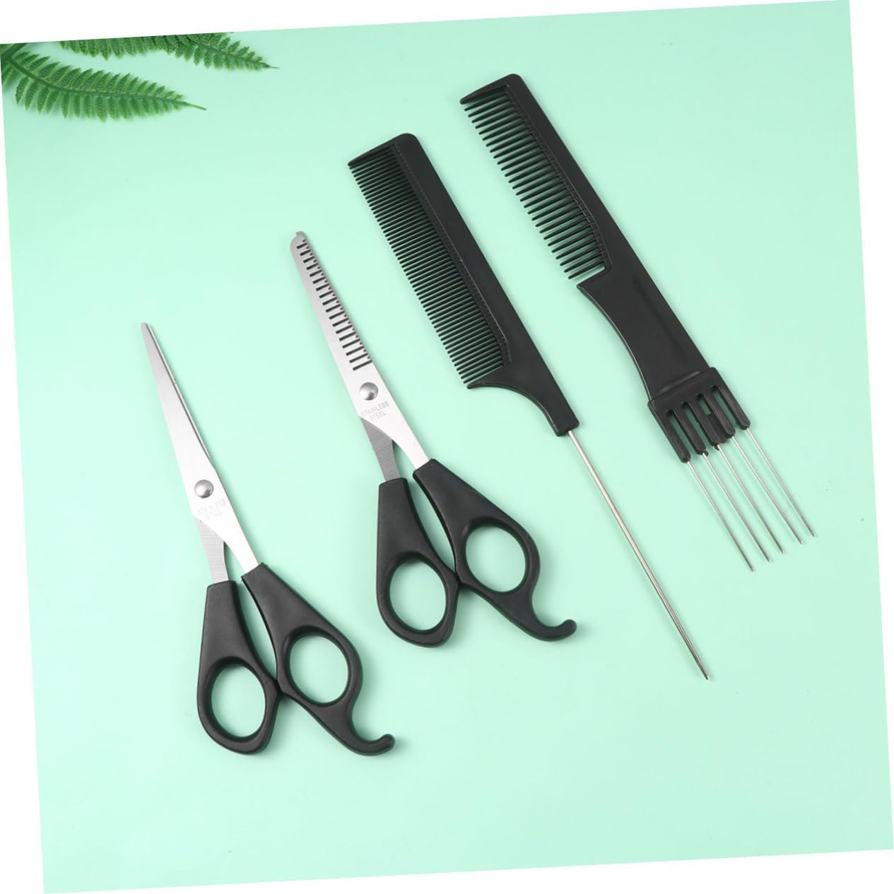 VALICLUD 1Set Professional Hair Cutting Tool Men Includes Scissors Comb Brush and Apron for Home and Salon Use Black Hairdressing Accessories Kit