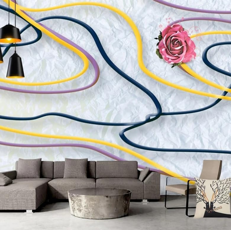 Photo murale 3D lignes dorées papier peint salon 400x280 cm
