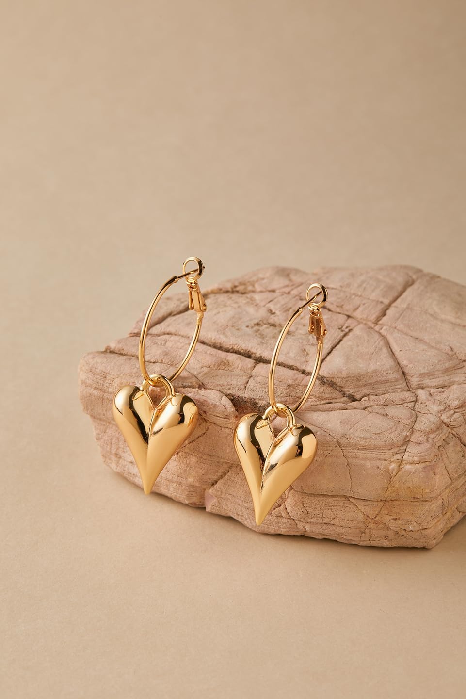 Heart Dangle Earrings 14K Gold Plated Lightweight Heart Drop Earring Dangling Hoop Earrings for Women Fashion Trendy Jewelry - Image 5