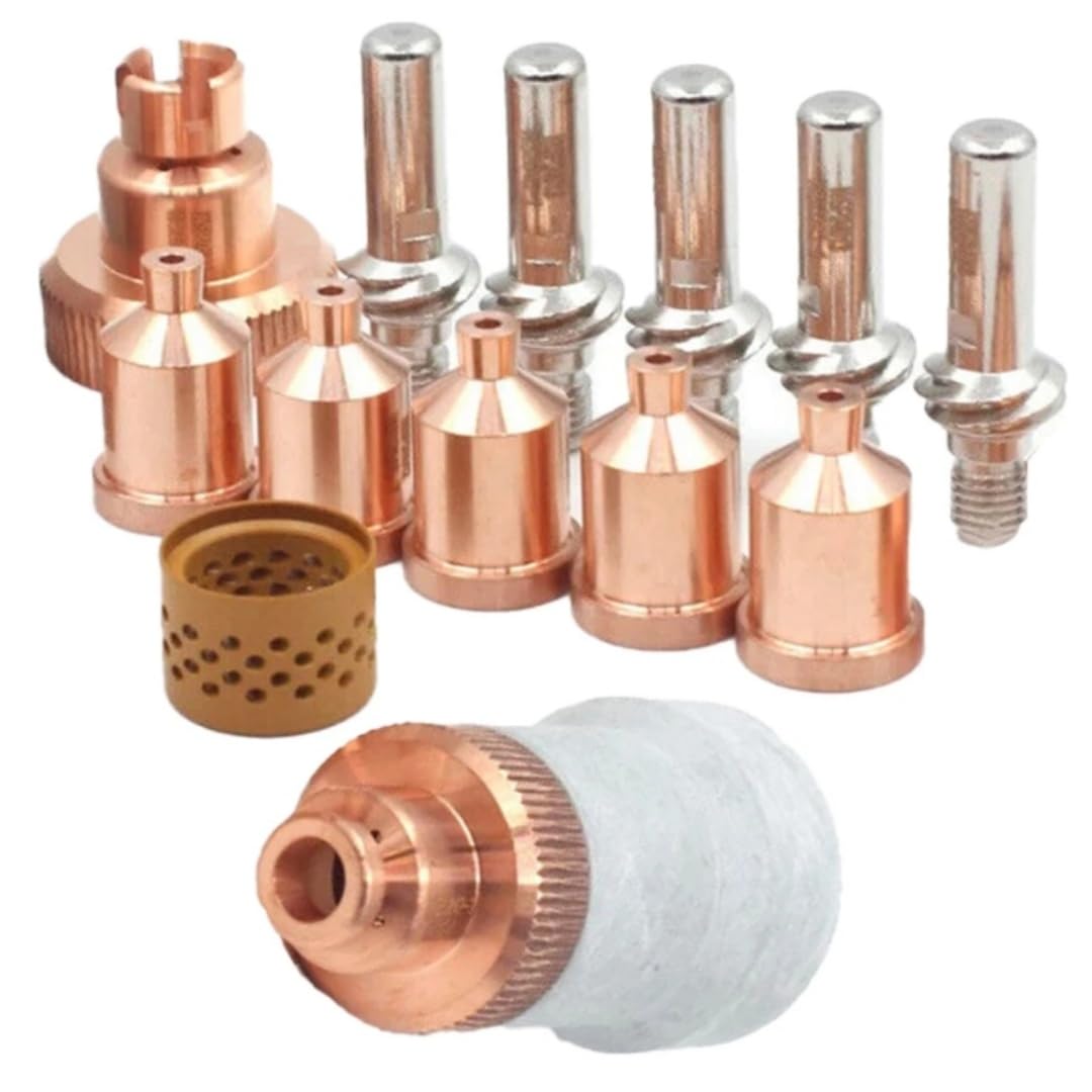 14Pcs KP2845-8 KP2845-1 KP2845-3 KP2845-2 W03X0893-66A Electrodes 1.1mm/1.3mm/1.5mm/1.7mm Nozzle For LC105 for Tomahawk 1538 Plasma Cutting Torch QIANGHAN (1.3mm)