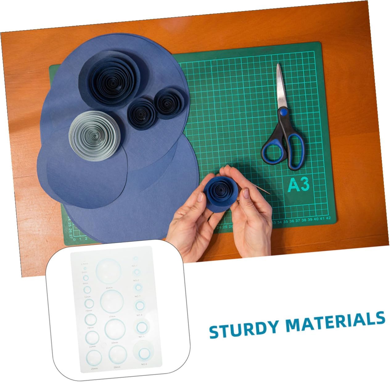 Zerodeko 5pcs Blue Plastic Quilling Half Sphere Mold with Scale, 3-Row 3D Concave-Convex Paper Craft Tool Set for DIY Paper Quilling and Spherical Shape Making