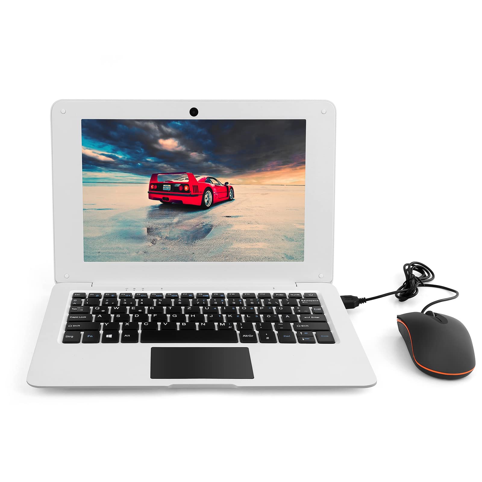 Bigmachine Computer Laptop Mini 10,1 Zoll 32 GB Windows 10 ultradünnes und leichtes Netbook Quad Core PC HDMI USB Webcam Netflix YouTube QWERTZ Layout (Weiß)
