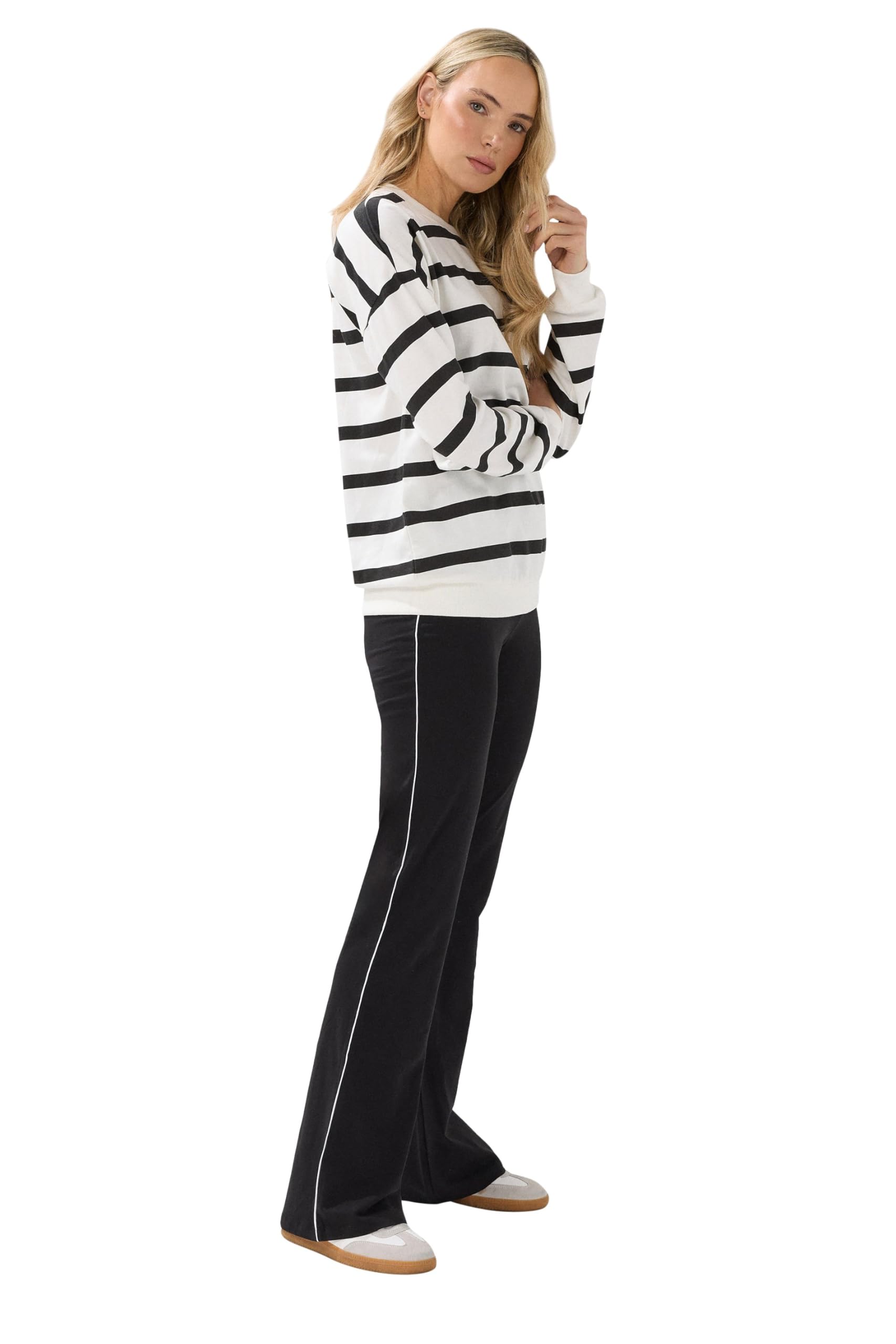 Long Tall Sally - LTS Tall Striped Kick Flare Leggings - Women's Black
