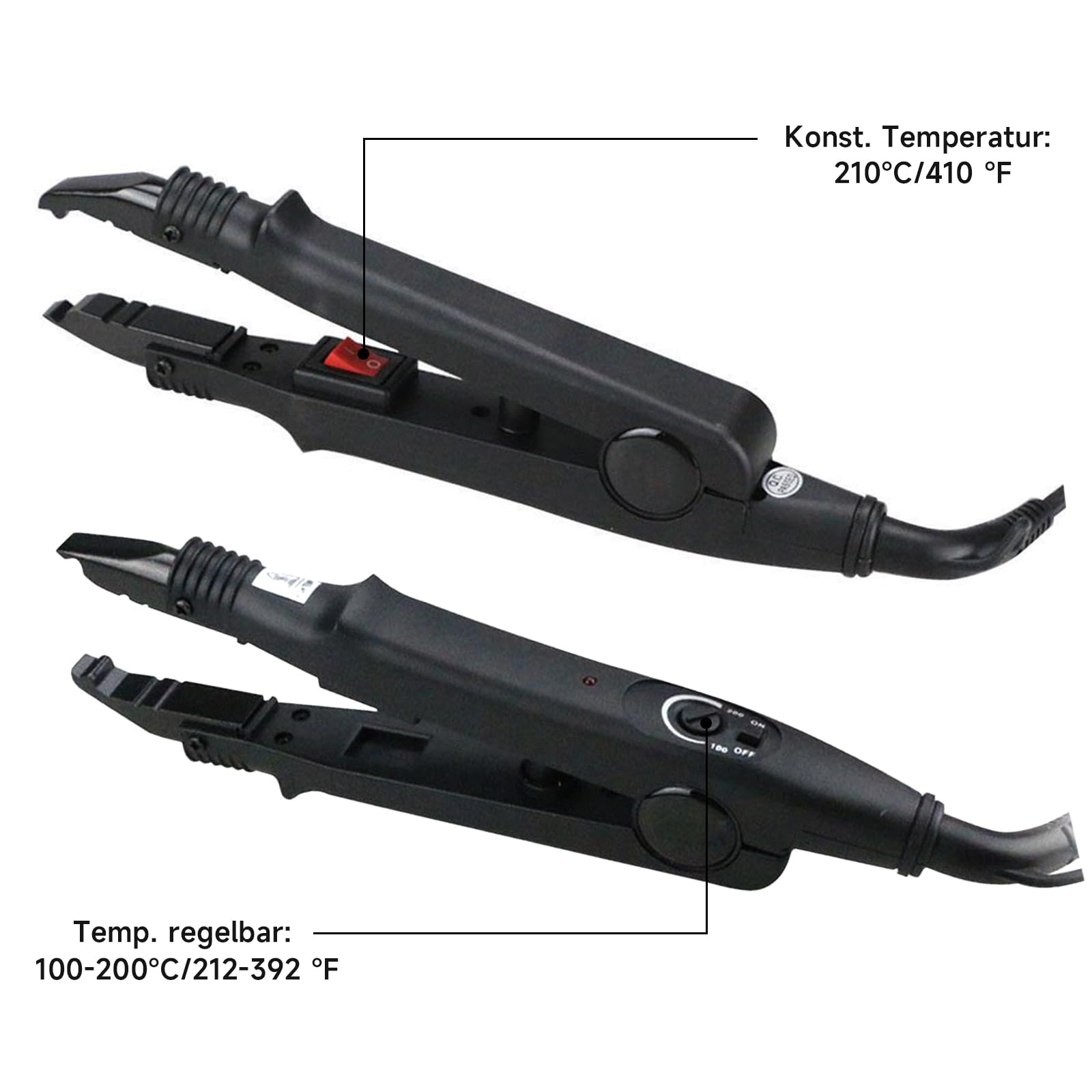 Fér à extensions cheveux professionnel à température réglable et constante, plaque chauffante revêtue de Téflon, corde pivotante pour I/U/Tips ongles