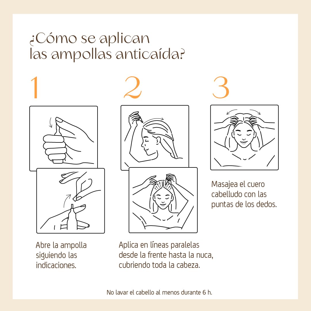 Nuggela & Sulé Ampollas Anti-Caída Efectiva. Con Extracto de Cebolla Roja. Fortalece y Frena la caída del cabello. Efecto Rápido. Tratamiento. 4 x 10 ml