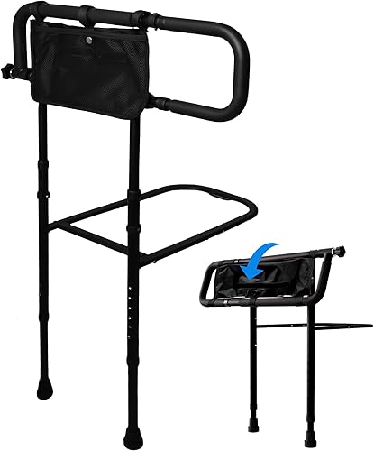 NexusSmash Rieles de cama para adultos mayores, riel de asistencia de cama con bolsillo de almacenamiento y correa, rieles de asistencia de cama