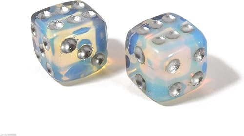 Dados de piedras preciosas talladas a mano, 0.591 in, 6 lados, opalita